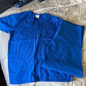 Blue Scrub Top and Bottoms